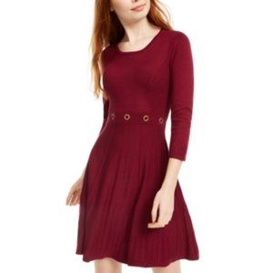 NWT BCX Maroon Long Sleeve Above the Knee Dress M Metal Accent $60 V0033